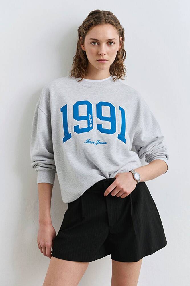 Kadın Bisiklet Yaka Sweat 1S10361-87033 Gri 