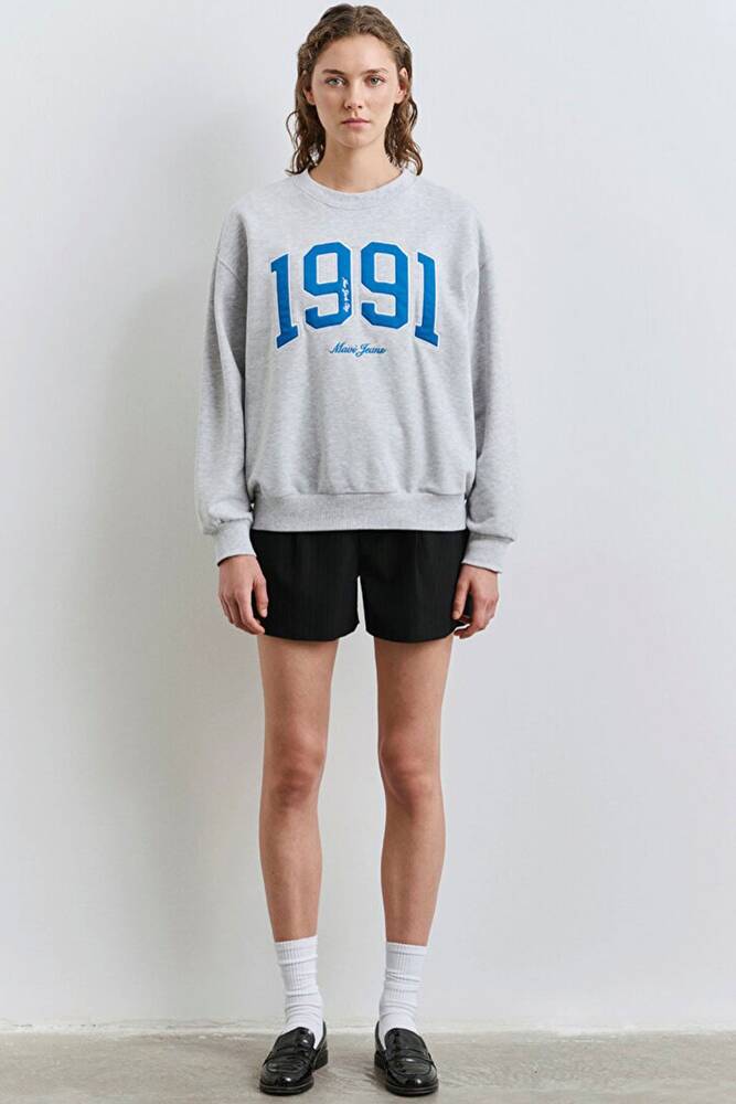 Kadın Bisiklet Yaka Sweat 1S10361-87033 Gri 