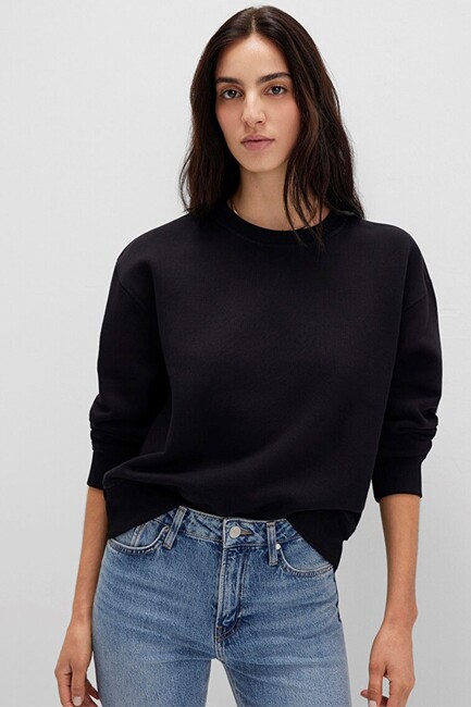 Kadın Bisiklet Yaka Sweat 1S10390-900 Siyah (2)