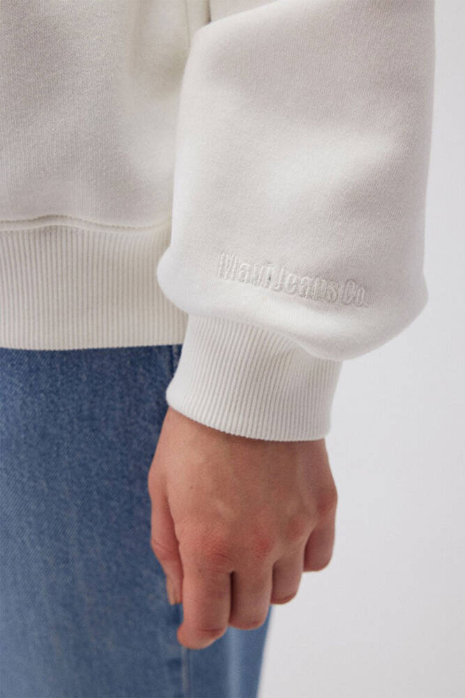 Kadın Bisiklet Yaka Sweatshırt 1610198-70057 Beyaz 