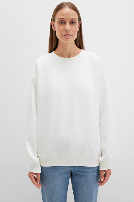 Kadın Bisiklet Yaka Sweat 1610198-70057 Beyaz (3)