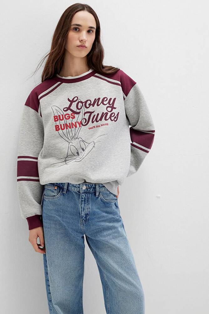 Kadın Bugs Bunny Baskılı Sweat 1S10464-83096 Gri 