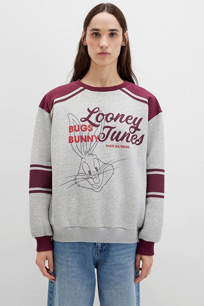Kadın Bugs Bunny Baskılı Sweat 1S10464-83096 Gri 
