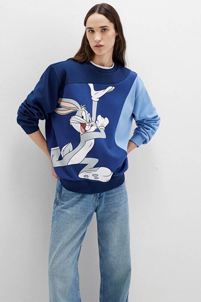 Kadın Bugs Bunny Baskılı Sweat 1S10471-89353 Lacivert 