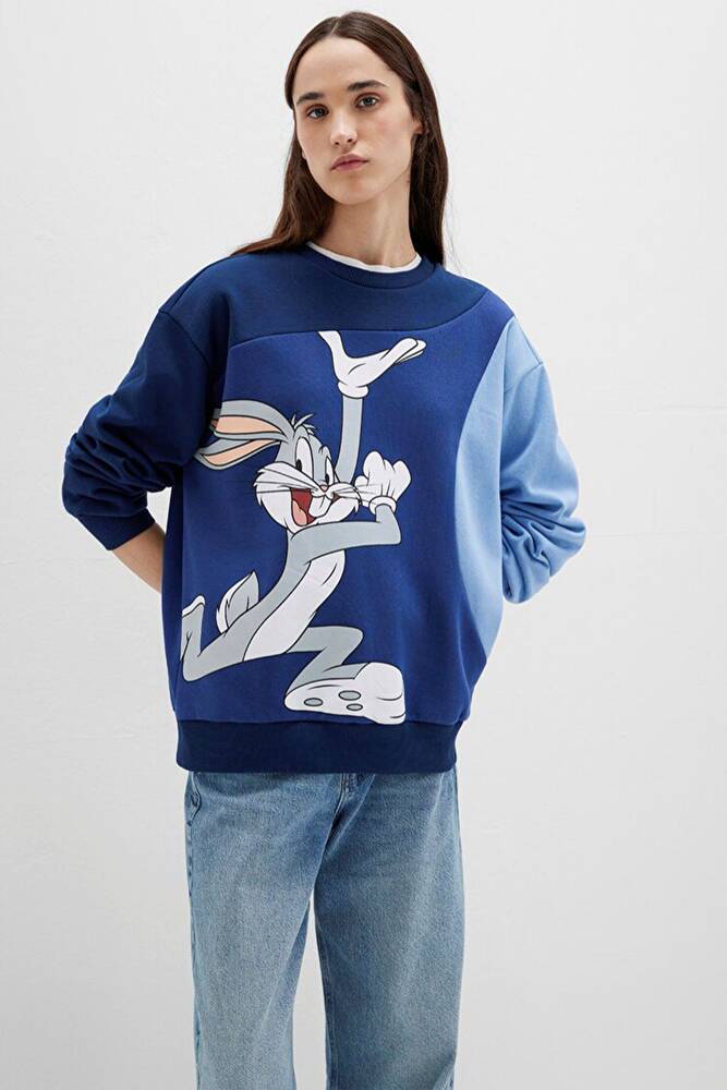 Kadın Bugs Bunny Baskılı Sweat 1S10471-89353 Lacivert 