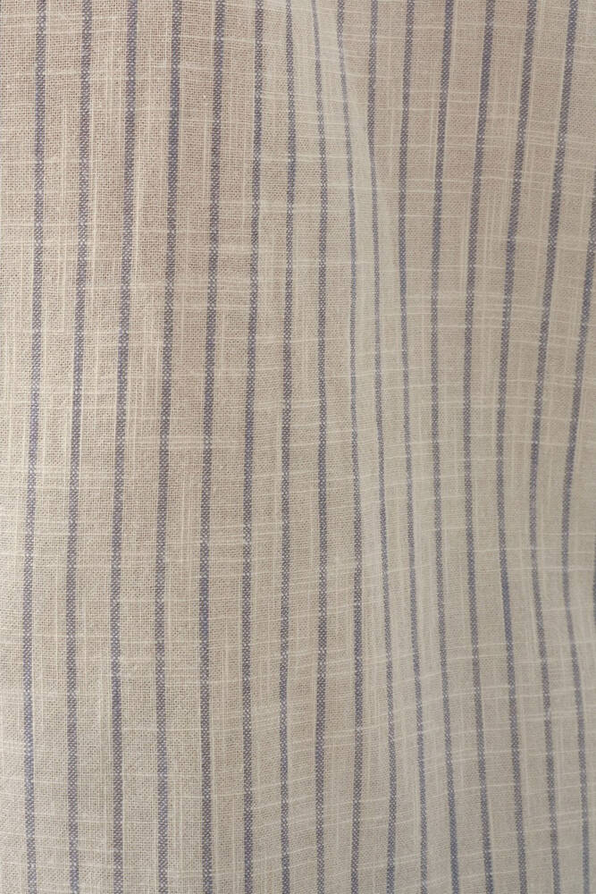 Kadın Çizgili Kısa Kol Gömlek LF2038397 Lacivert 