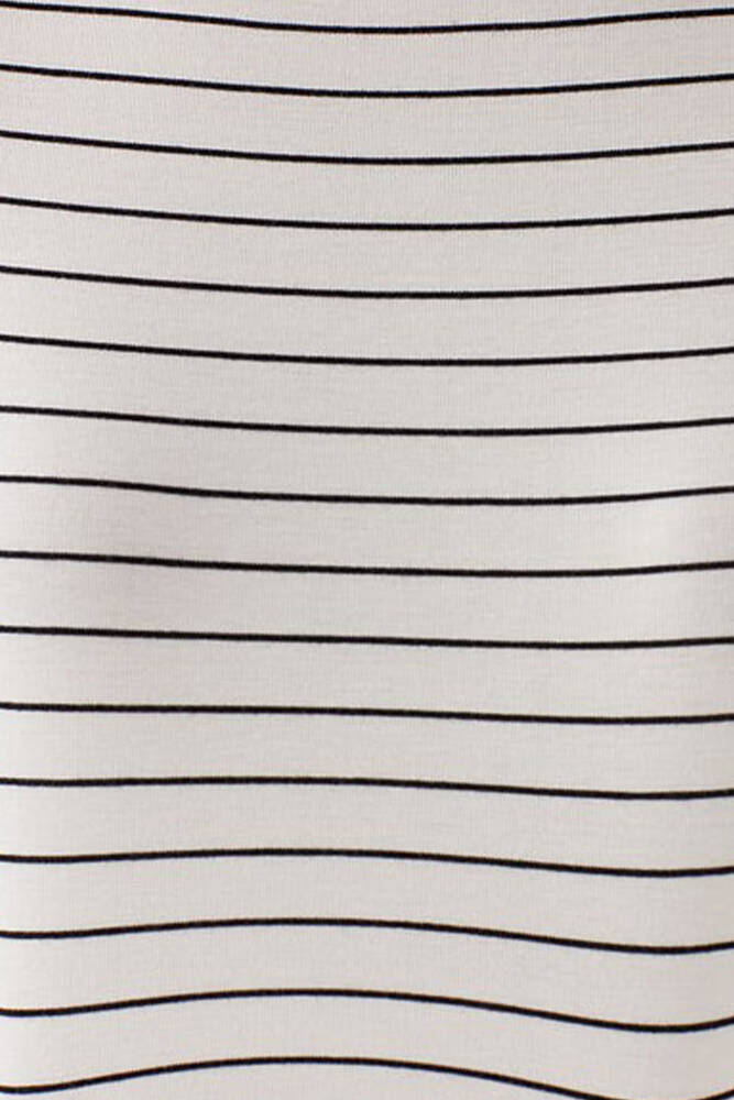 Kadın Çizgili Penye Tişört 168382-28945 Beyaz 