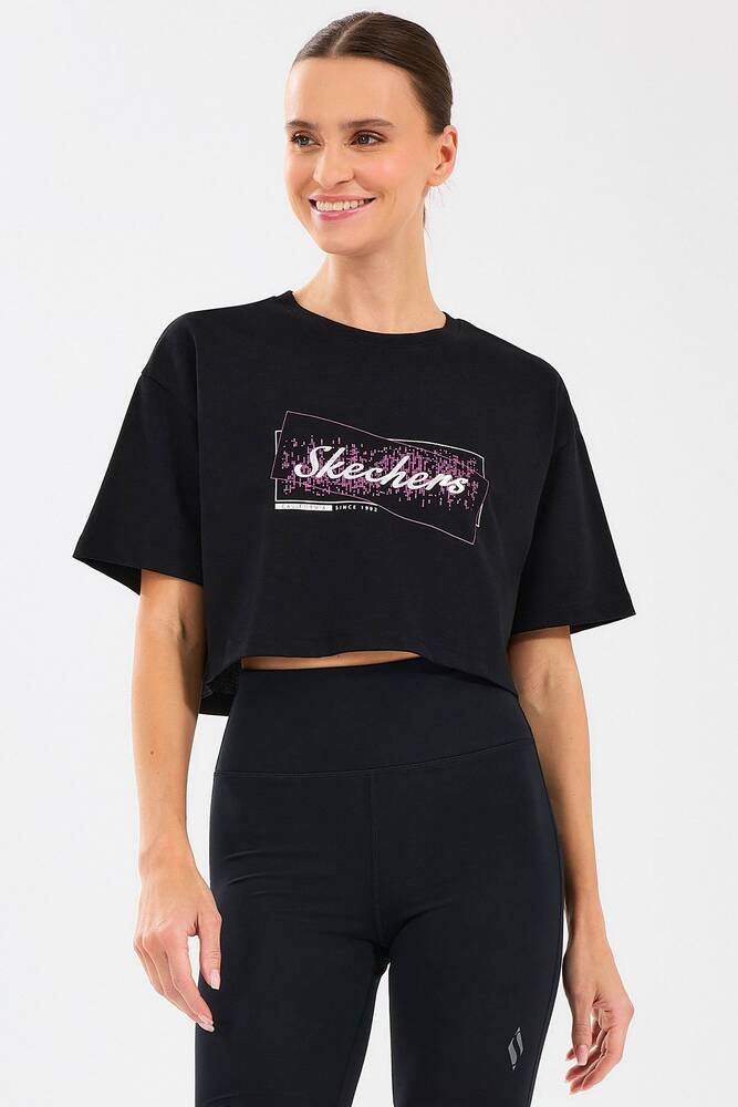 Kadın Crop Fit Graphic Tişört S2510144-001 Siyah 