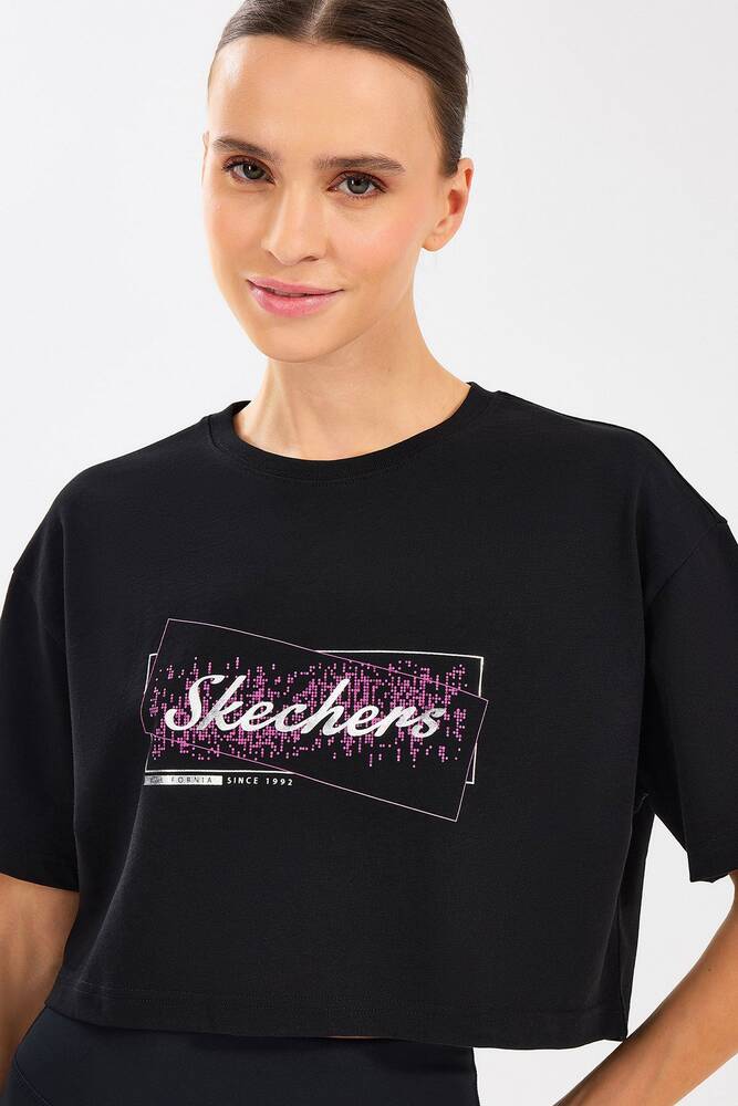 Kadın Crop Fit Graphic Tişört S2510144-001 Siyah 