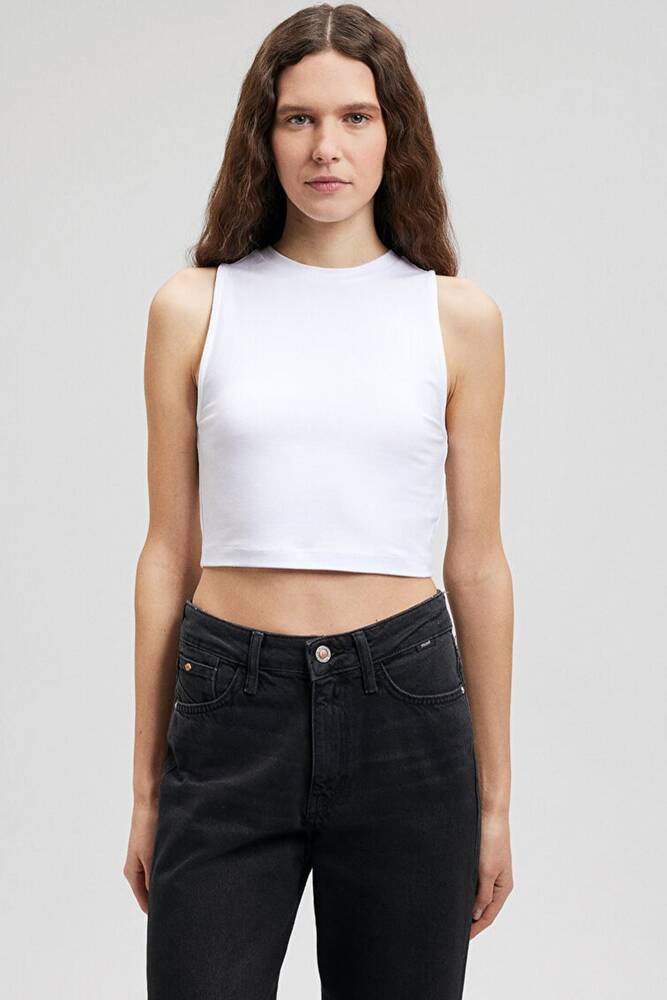 Kadın Crop Top 1610786-620 Beyaz 