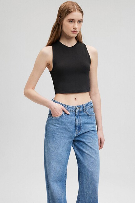 Kadın Crop Top 1610786-900 Siyah - Thumbnail