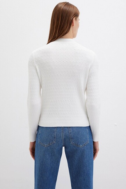 Kadın Dik Yaka Kazak 1710798-70057 Beyaz - Thumbnail