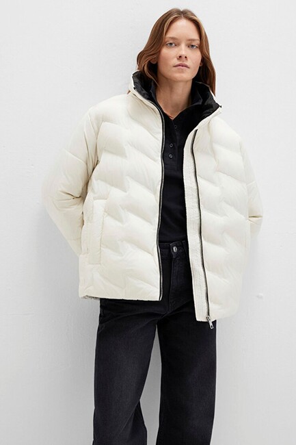 Kadın Dik Yaka mont 1110714-86412 Ekru (1)