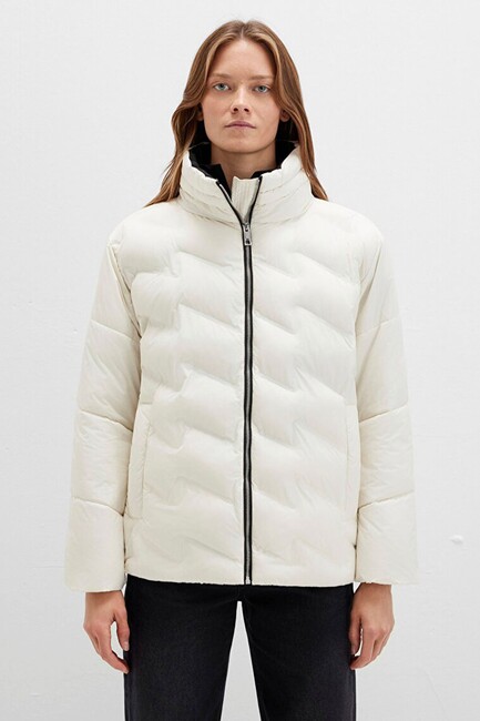 Kadın Dik Yaka mont 1110714-86412 Ekru (2)