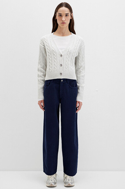 Kadın Dokuma Pantolon 1011174-80729 Lacivert - Thumbnail