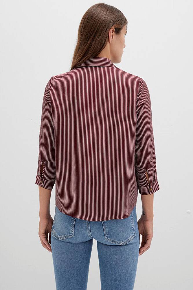 Kadın Düğme Detaylı Bluz 122400-88614 Bordo 