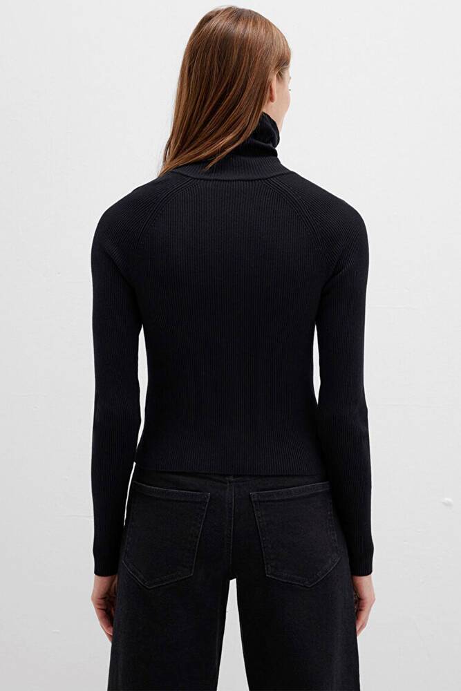 Kadın Fermuar Detaylı Triko 1710790-900 Siyah 