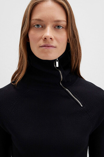 Kadın Fermuar Detaylı Triko 1710790-900 Siyah - Thumbnail