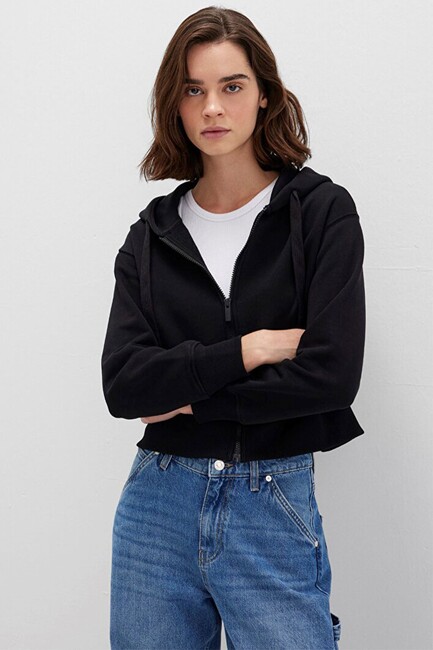 Kadın Fermuarlı Sweat 1S10388-900 Siyah (1)