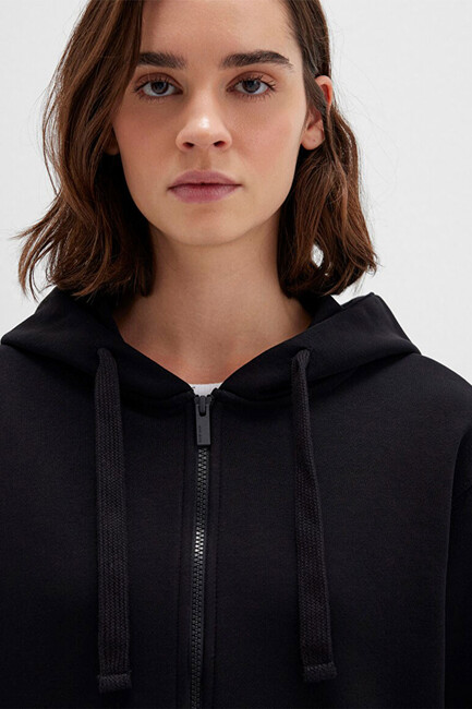 Kadın Fermuarlı Sweat 1S10388-900 Siyah - Thumbnail