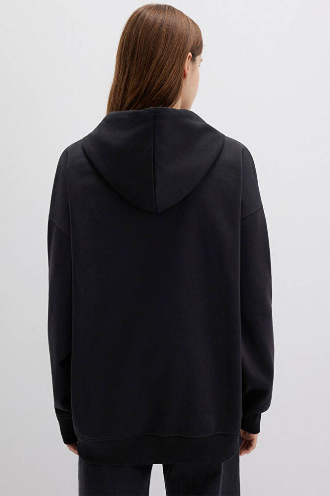 Kadın Fermuarlı Kapüşonlu Sweat 1610221-900 Siyah 