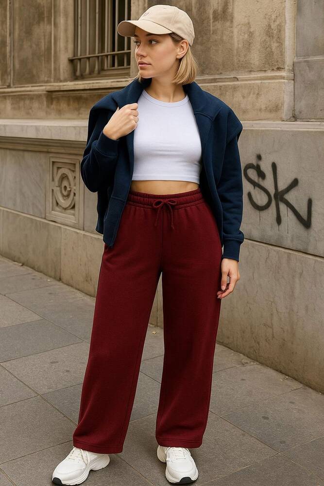 Kadın Geniş Paça Eşofman Alt 25K0418K1 Bordo  Kadın Geniş Paça Eşofman Alt 25K0418K1 Bordo