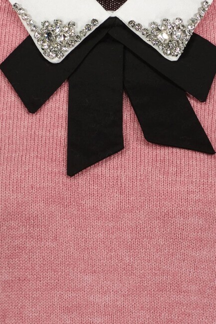 Kadın Gömlek Yaka Detaylı Kazak 25K0222K1 Pembe - Thumbnail