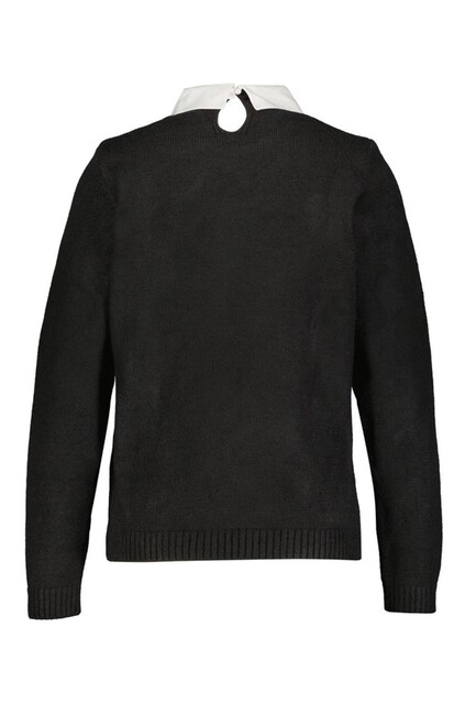 Kadın Gömlek Yaka Detaylı Kazak 25K0222K1 Siyah - Thumbnail