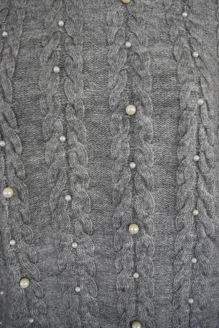 Kadın İncili Kazak 25K0144K1 Gri - Thumbnail