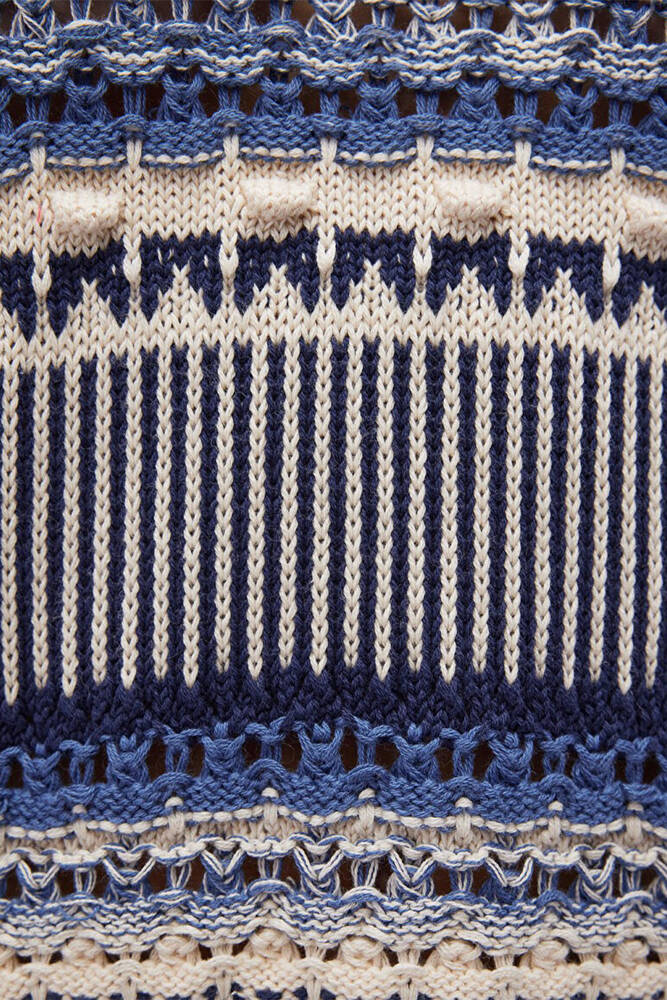 Kadın Jakarlı Kazak 1710155-70737 Mavi 