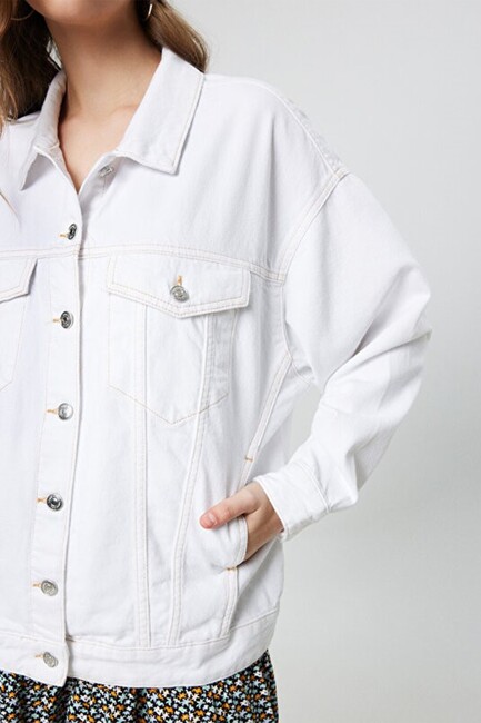 Kadın Jessy Comfort Fit Ceket LF2032653 Beyaz - Thumbnail
