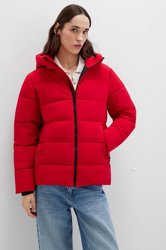 Kadın Kapüşonlu Ceket 1110704-90367 Kırmızı 