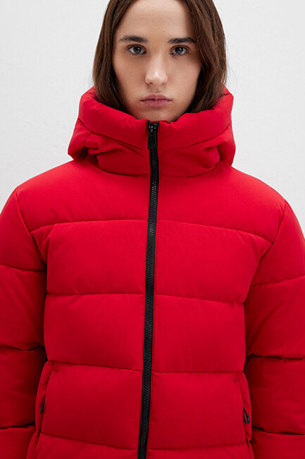 Kadın Kapüşonlu Ceket 1110704-90367 Kırmızı - Thumbnail