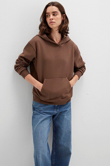 Kadın Kapüşonlu Sweat 167299-81959 Kahve (2)