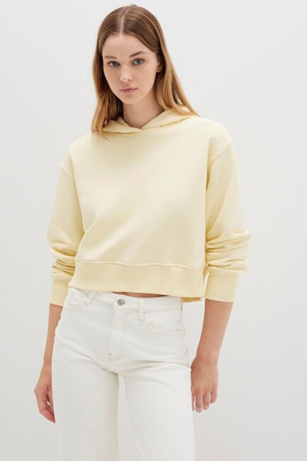 Kadın Kapüşonlu Sweat 1S10386-71187 Sarı - Thumbnail