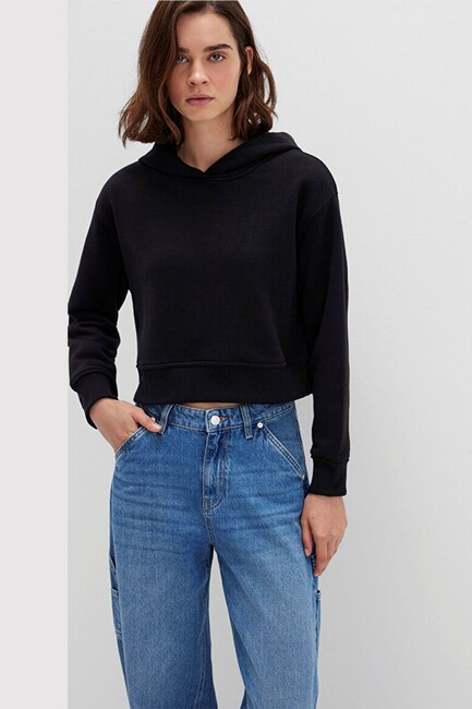 Kadın Kapüşonlu Sweat 1S10386-900 Siyah - Thumbnail