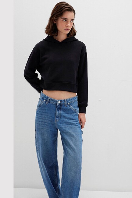 Kadın Kapüşonlu Sweat 1S10386-900 Siyah - Thumbnail