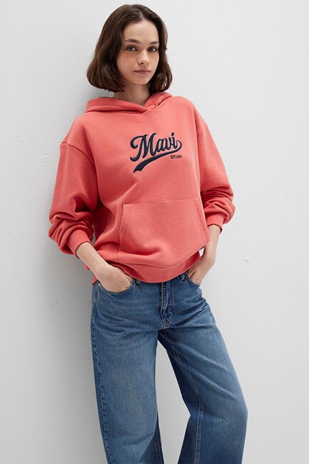 Kadın Kapüşonlu Sweat 1S10420-71076 Turuncu - Thumbnail