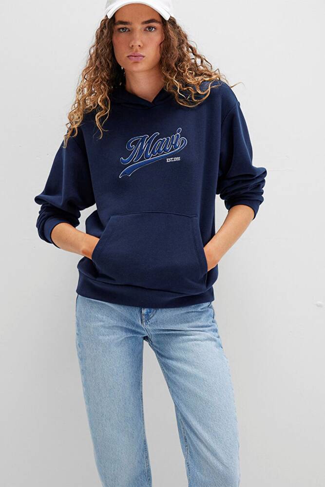 Kadın Kapüşonlu Sweat 1S10420-82318 Lacivert 