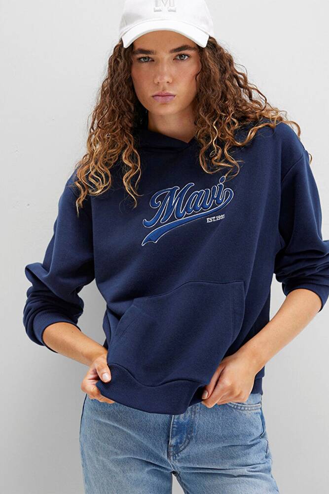 Kadın Kapüşonlu Sweat 1S10420-82318 Lacivert 