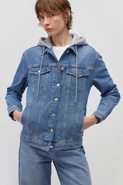 Kadın Karla 90s Jean Ceket 110154-85296 Mavi (1)