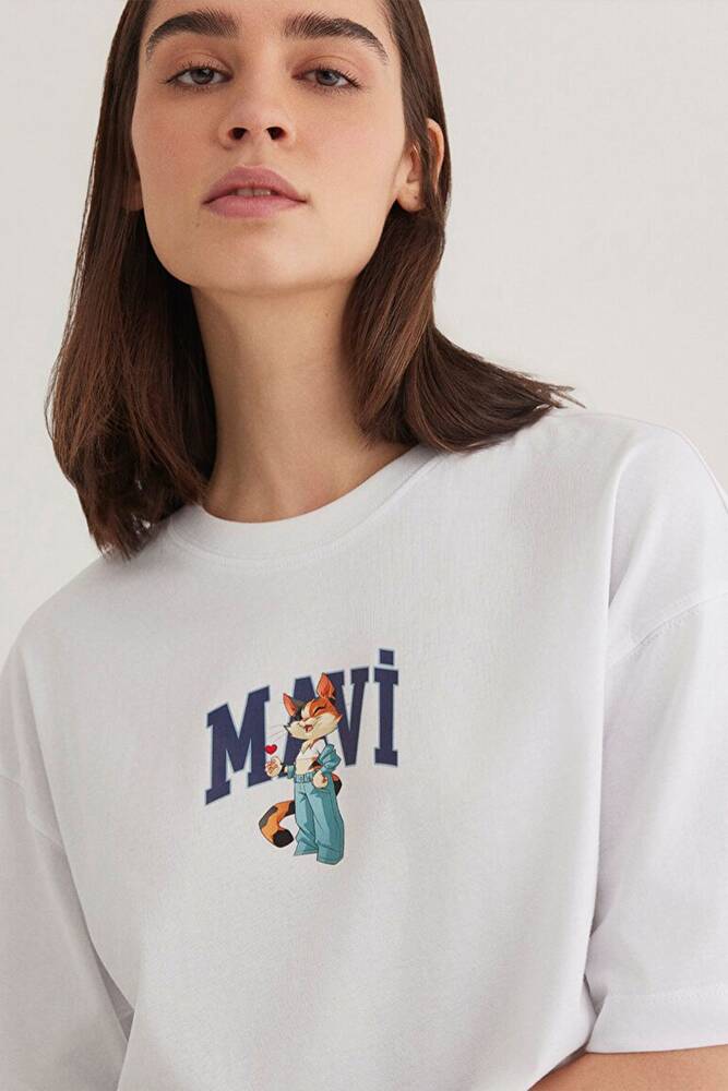 Kadın Kedi Logo Baskılı Tişört 1613284-620 Beyaz 