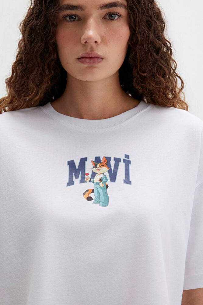 Kadın Kedi Logo Baskılı Tişört 1613284-620 Beyaz 