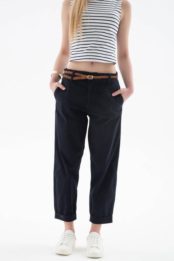 Kadın Kemerli Pantolon 25Y0107K1 Lacivert 