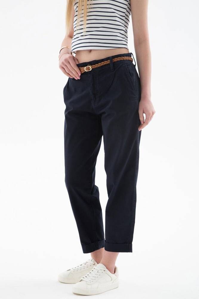 Kadın Kemerli Pantolon 25Y0107K1 Lacivert 