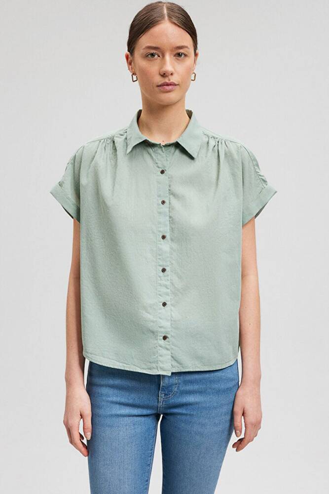 Kadın Kısa Kollu Gömlek 1210745-71787 Yeşil 