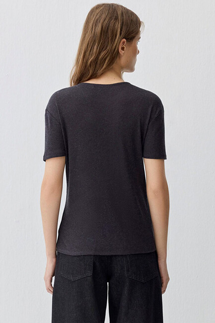 Kadın Kısa Kollu Modelli Penye 1613653-80022 Gri (3)