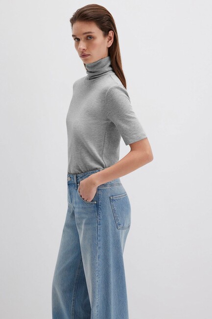 Kadın Kısa Kollu Penye 1613613-87829 Gri (2)