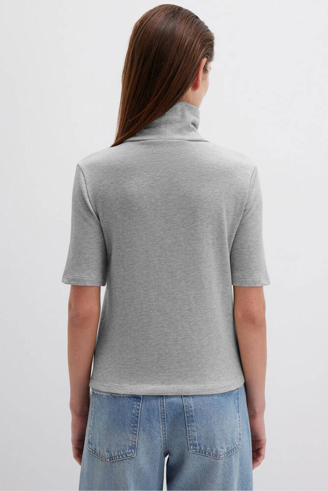 Kadın Kısa Kollu Penye 1613613-87829 Gri 