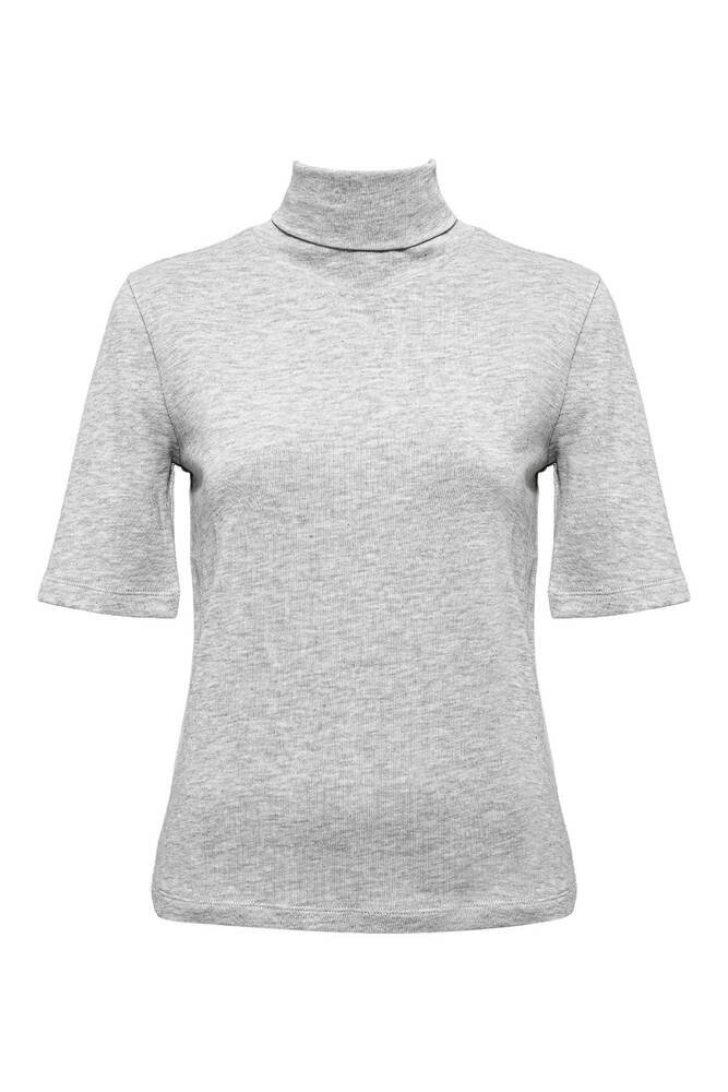 Kadın Kısa Kollu Penye 1613613-87829 Gri 